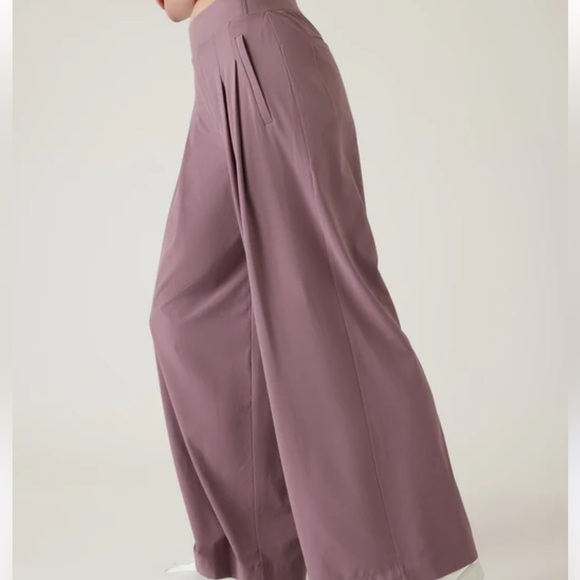 NWT Athleta Brooklyn Heights Wide Leg Pant Size 14 Flowy Mauve Casual - Picture 3 of 11
